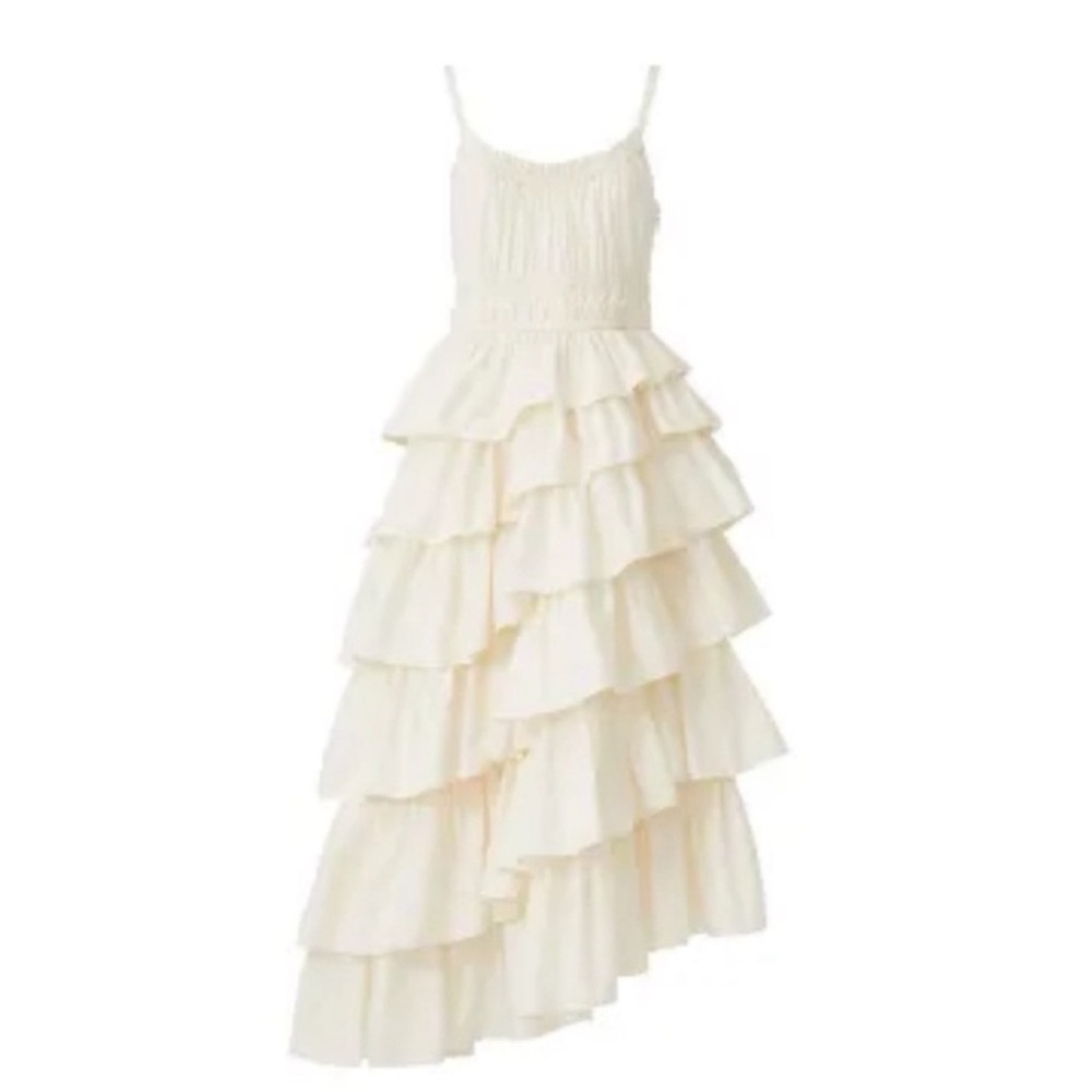 Ulla Johnson Cream Ruffled Estela Dress Gown Size 8